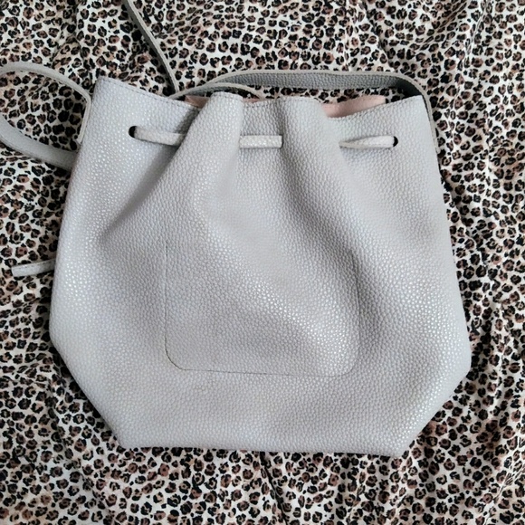 Pink Grey Bucket Crossbody Shoulder Purse Bag - Picture 4 of 5